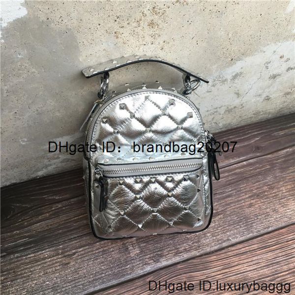 

подлинный элегантный2019 кожаный мини-туристический рюкзак летняя воловья с бриллиантовой решеткой, Black;red