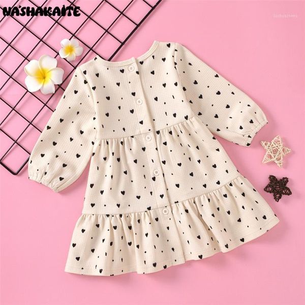 

girl's dresses nashakaite baby girl clothes born dress 1 year toddler long sleeve love heart-shaped print girls1, Red;yellow