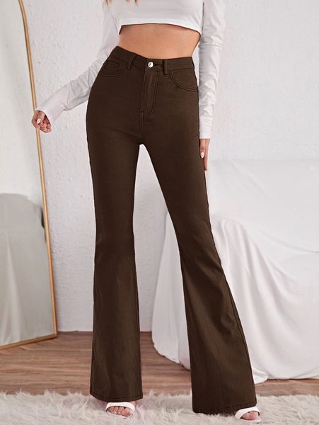

high waist flare leg jeans b5iv#, Blue