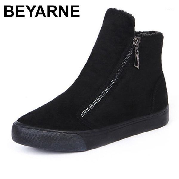 

beyarne2020 winter snow boots for women winter shoes with warm plush zipper for cold fashion boots women brand sweet1, Black