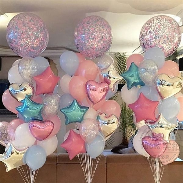 

rose gold balloons star heart foil wedding decorations transparent confetti balloon birthday party decoration