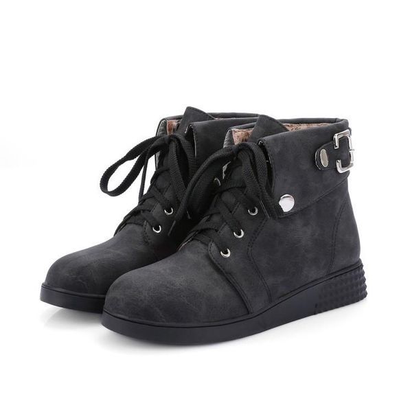 

women's mid calf boots female shoes round toe boots-women low mid-calf ladies rubber 2020 hoof heels rome lace-up flock, Black