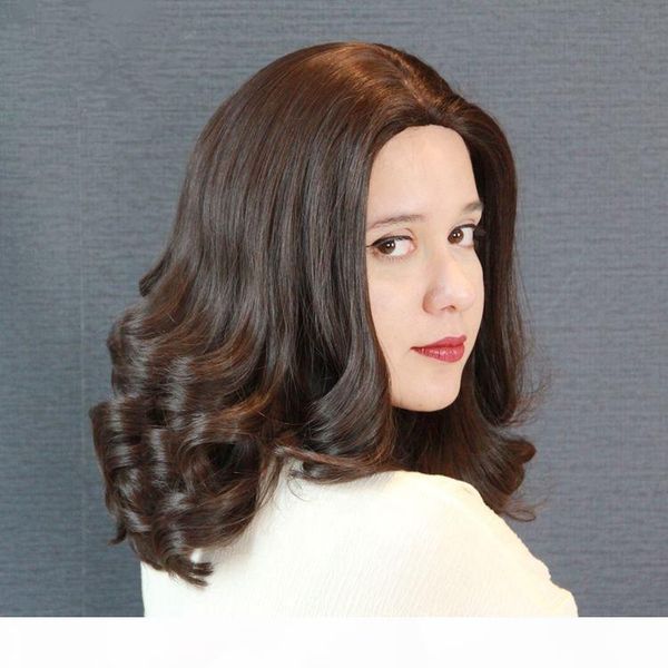 

unprocessed virgin remy human hair big curly party beauty new arrival natural color medium bob full front lace wig for white women, Black;brown