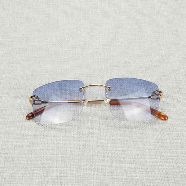 

2022 factory wholesale model vintage rimless men women metal frame square eyeglasses shades oculos gafas for outdoor club accessories sungla, White;black