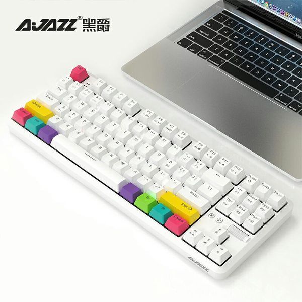 

keyboards ajazz k870t mechanical gaming keybaord bluetooth wirelss dual-mode gamer keyboard pbt keycaps for pc/lap