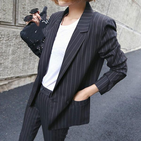 

women's business suit2017 new style british retro fashion casual striped ladies suit office lady professional two - piece sets1, White;black