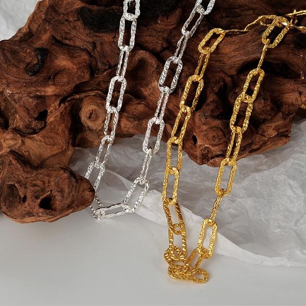 

chokers minimalist chunky choker necklaces for women couple texture folds collar statement linked chain neck jewelry, Golden;silver