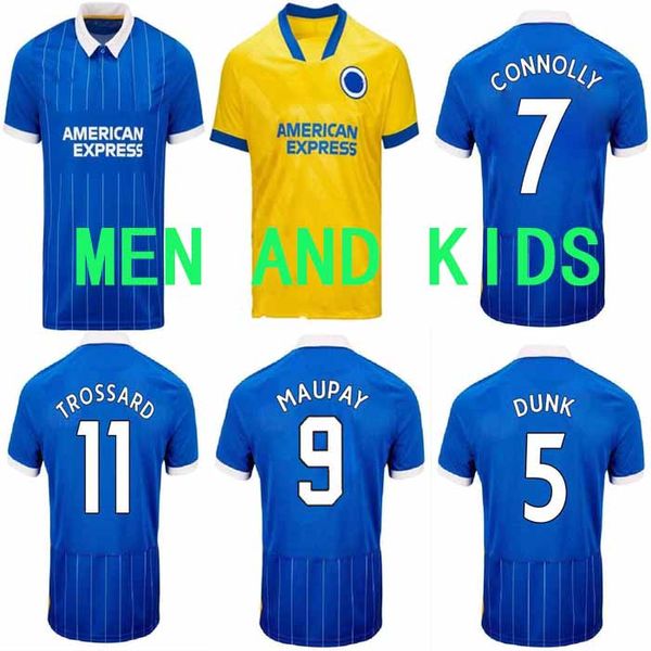 

2020 2021 men + kids hove albion soccer jerseys maupay lallana dunk hove albion home awaytrossard men kids jersey uniforms 20 21, Black;yellow