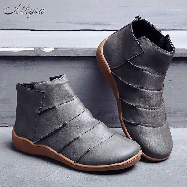 

boots 2021 autumn and winter women's round head casual leather zipper women thick short d15491, Black