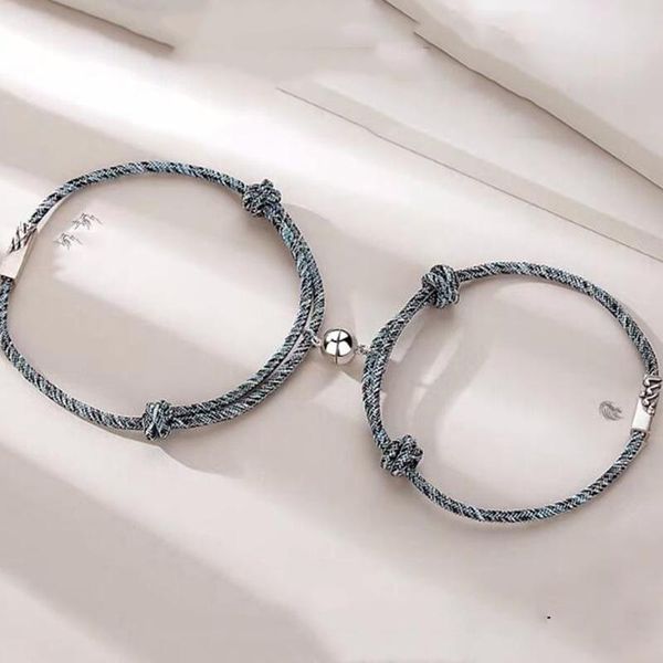 

charm bracelets 2pcs/set paired adjustable braided thread braslet lover forever for couple brazalete valentine braclet, Golden;silver