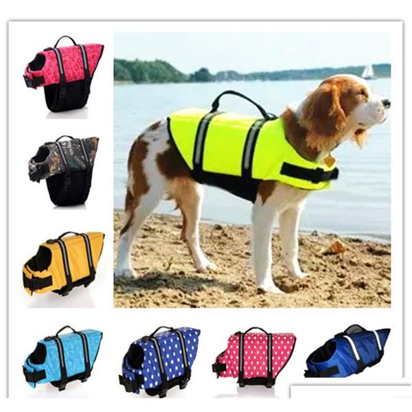 Cane da compagnia Giubbotto di salvataggio alla pecorina Giubbotto salvagente Salvagente Osso riflettente Polka Motivo a pois Nylon Neoprene Verso l'esterno Segugio Taglia Acquatico Cu0Jk