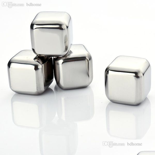 

wholesale-nhbr 4pcs whiskey wine beer stones 440c stainless steel cooler stone whiskey rock ice cube edible alcohol jllnsd insyard