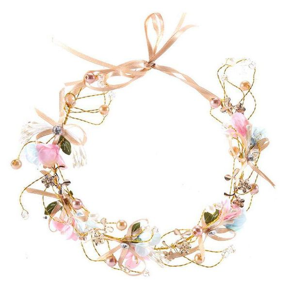 

handmade color bow headband bridal hair accessories bridesmaid hair band children's wreath headdress wedding jewelry, Golden;silver