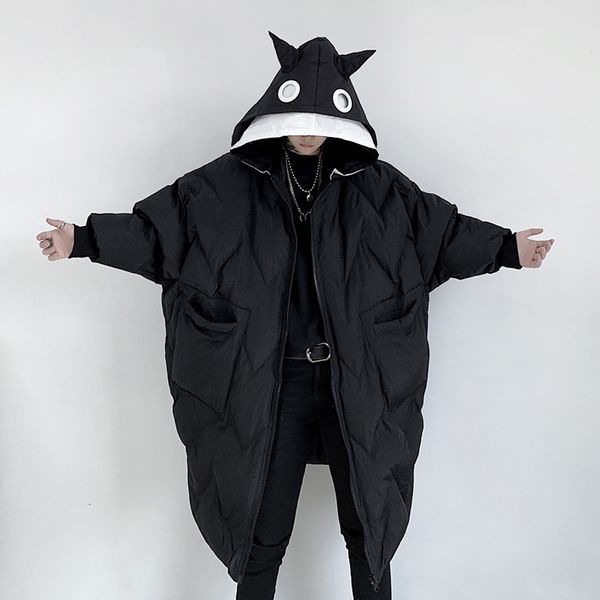 

2021 New Double Personality Winter with Loose Hoodie Long Cotton Men's Fashions Cotton-quilted Coat 9EAN, Black