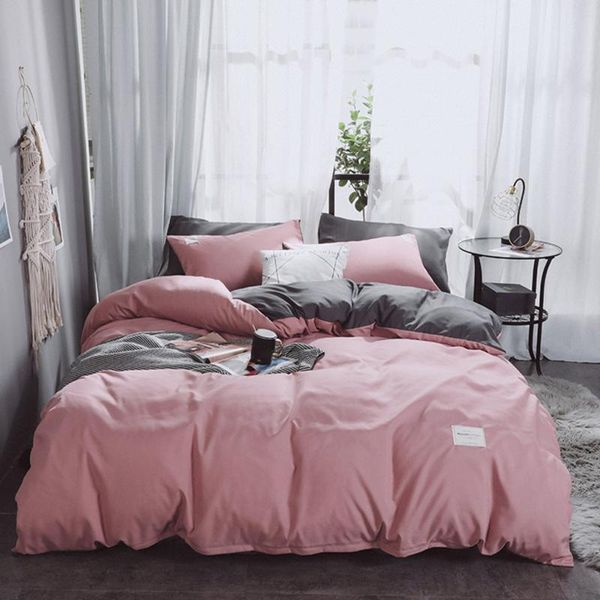 

4pcs home textile thickened patchwork autumn winter bed sheet pillowcases double colors bedding warm polyester duvet cover set