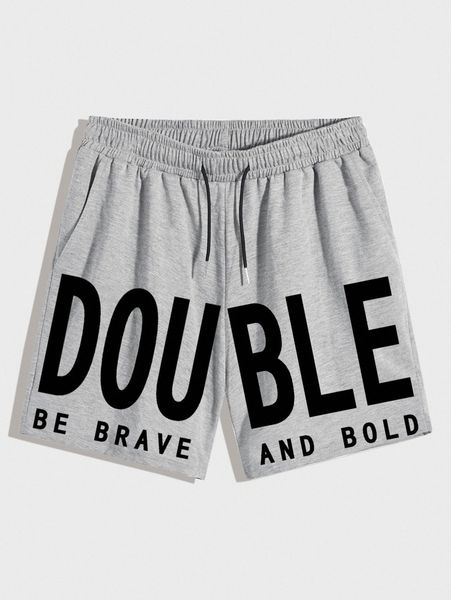 

men slogan graphic drawstring shorts a3nn#, Black