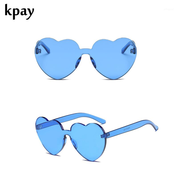 

sunglasses love heart rimless women designer heart-shaped sun glasses candy color lens plastic oculos1, White;black