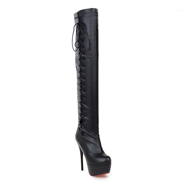 

boots foreign trade with night club in the fall and winter of knee-high stilettos ultra-high waterproof1, Black