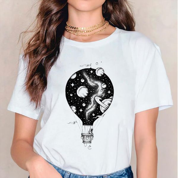 

t shirts t shirts for women space travel fashion short sleeve 90s womens graphic ladies print lady female tee shirt, White