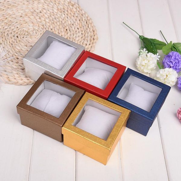 

9x9x5cm jewelry charm bracelet watch box paper wedding jewelry gift boxes display cases 60pcs/lot h2139, Pink;blue