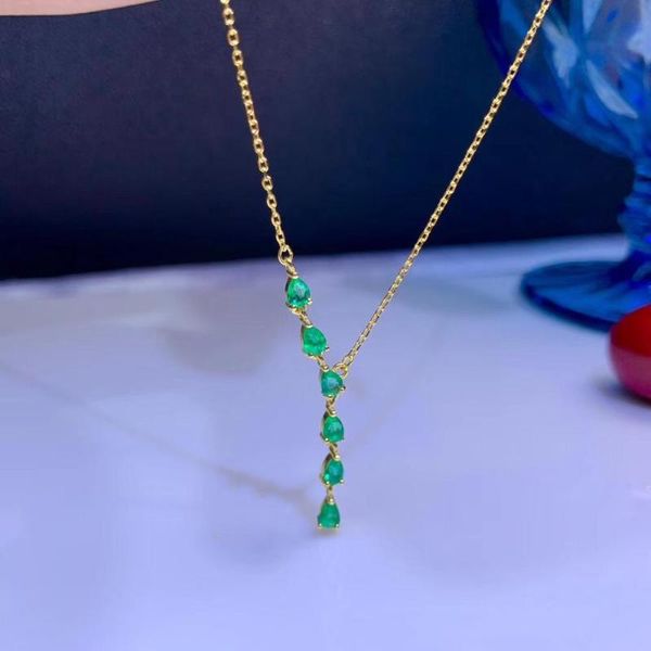 

chains meibapj luxurious natural emerald fashion long pendant necklace 925 pure silver fine wedding jewelry for women