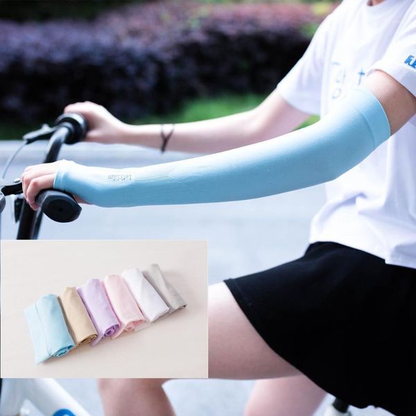

elbow & knee pads 1 pair ice silk sleeve arm long gloves scar cover sunscreen sleeves sun uv protection warmer half finger1, Black;gray