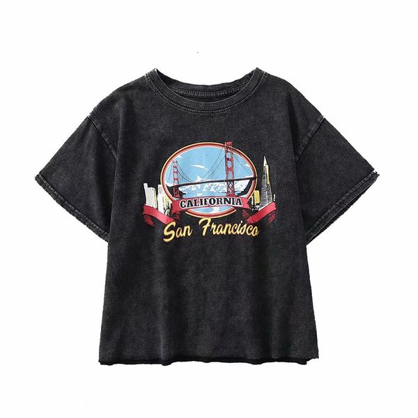 

2021 new style for old vintage grayscale short print cotton t-shirt o-neck streetwear slight elasticity shirt s9e7, White