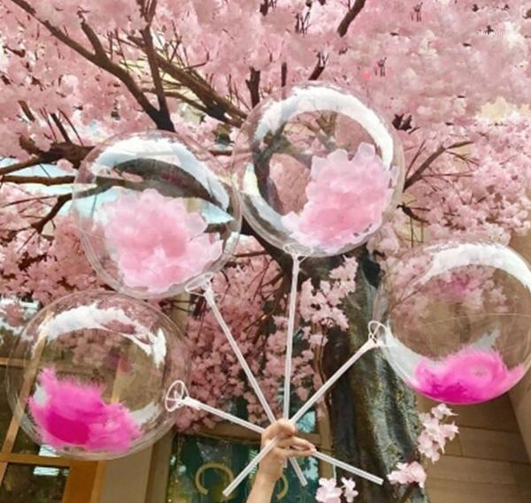 

bobo transparent clear balloons with feather confetti 12/18 inch stand balloon marriage wedding decro helium inflatable balls gifts favor1