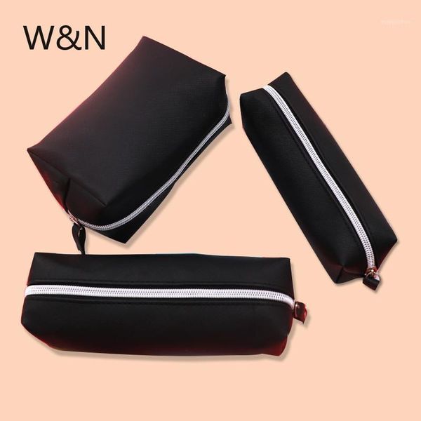 

new black pencil case for girls boys student leather pencil case box cute big pen bag pouch school stationery cosmetic bag tools1