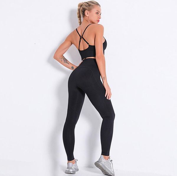 

2pcs/set seamless fitness women yoga suit high stretchy workout sport set sports legging tracksuit padded sports bra high waist gym tights, White;red