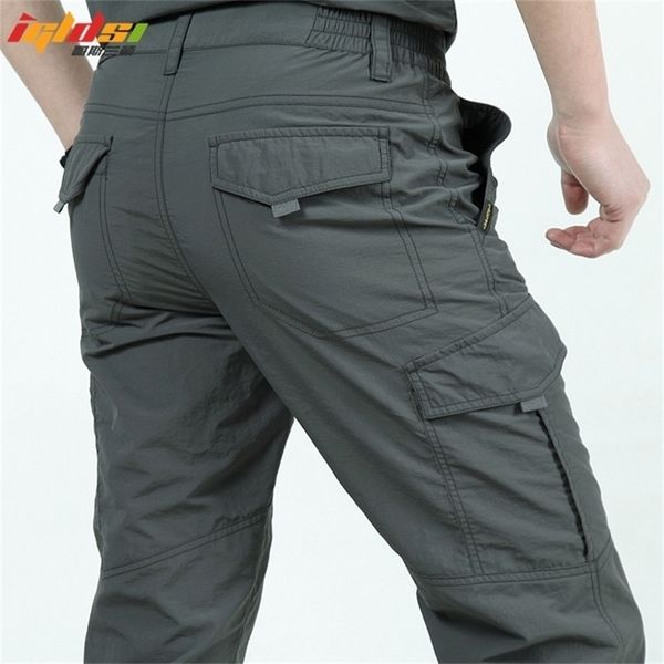 

quick dry casual pants men summer army military style trousers men's tactical cargo pants male lightweight waterproof trousers lj201222, Black