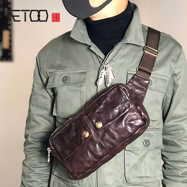 

hbp aetoo vintage personality one-shoulder sloping bag, men's chest bag, leather large-capacity casual leather one-shoulder bag