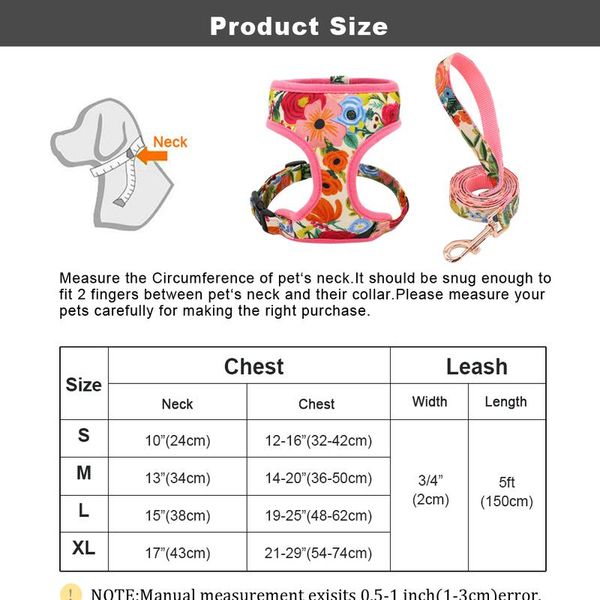 

nylon dog harness and leash set fashion printed no pull pet dog harness vest lead leashes for small medium la sqcolv