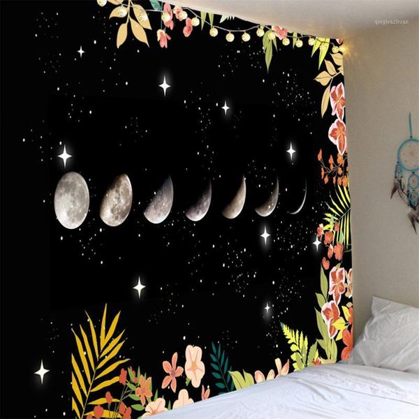 

fuwatacchi tapestry150cm*130cm moon phase and flower wall hanging home dec background cloth bedroom wall covering yoga mat1