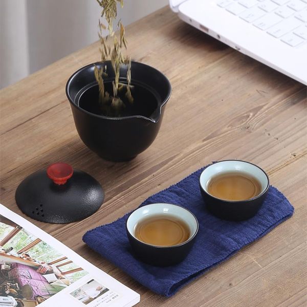 

tangpin black crockery ceramic teapot gaiwan teacups a tea sets portable travel tea set tangpin black wmtelt