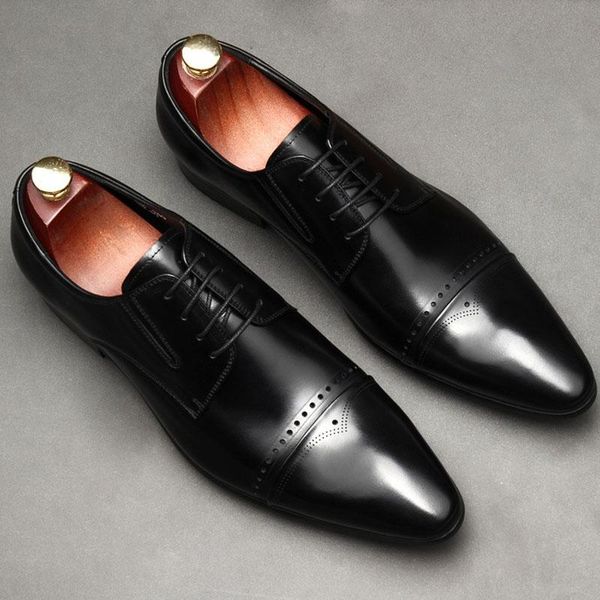 

dress shoes black brown men oxford shoe genuine leather custom fashion office wedding formal party derby
