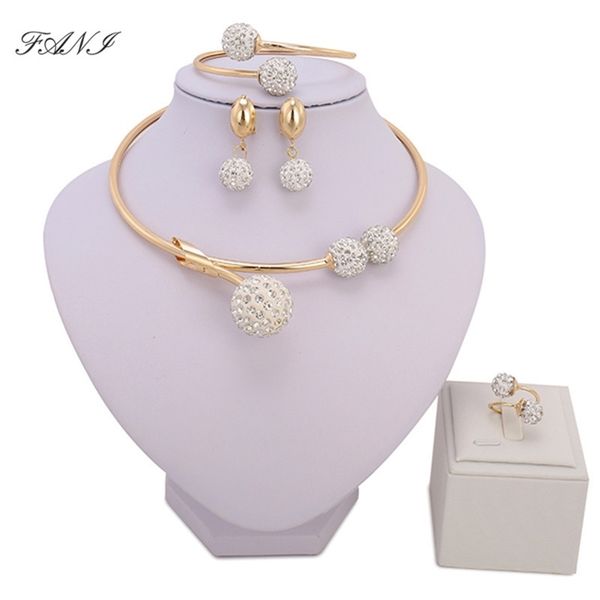 

fashion african brand dubai gold-color crystal sets wholesale bridal accessories nigerian wedding jewelry 201222, Slivery;crystal