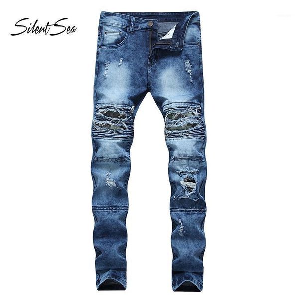 

silentsea european style stretch men jeans luxury men's denim trousers slim straight black blue gentleman hip hop street pants1