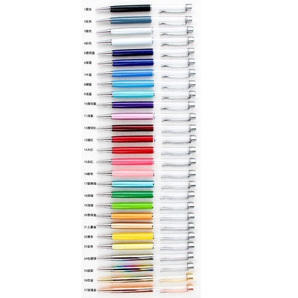 

cross-border diy hand-made crystal pen japan and south korea creative diy hand-made oil pen metal ball diamond empty pen 01, Blue;orange