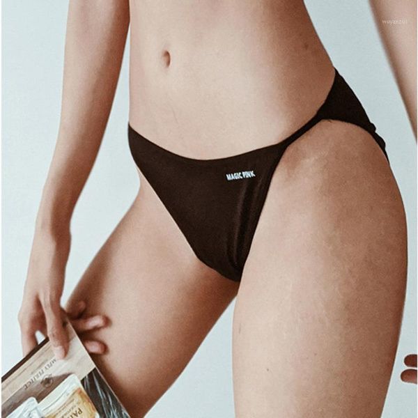 

sp&city simple solid bikini underwear women thin low waist sports fitness cotton panties invisible seamless briefs lingerie1, Black;pink