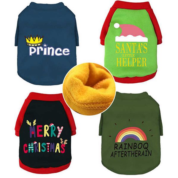 

warm dog clothes velvet plus sweater letter printed puppy coat christmas dogs outwear winter pet supplies 13 designs yg951