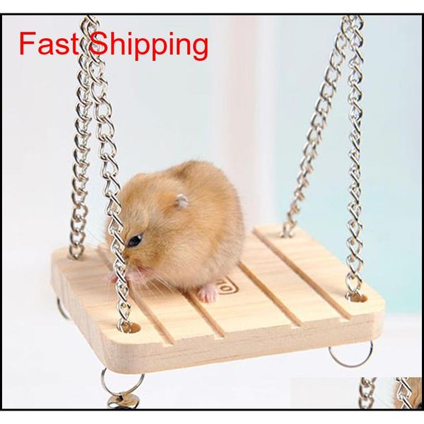

hamster rabbit mouse chinchilla wooden hanging pet hammock small swing toys cage accessories ru75t