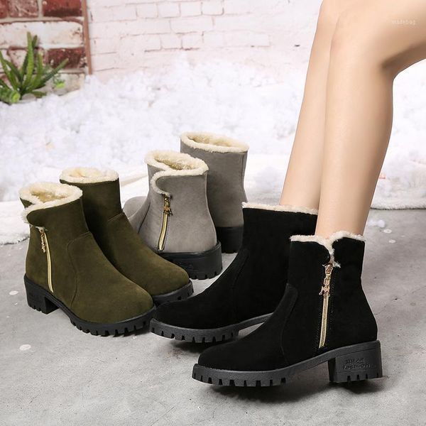 

boots swyivy flock casual sneakers womens shoes woman winter 2021 warm ankle for women zip platform snow female booties1, Black