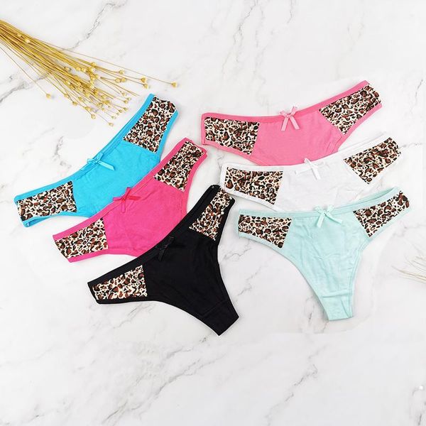 

dkert women thongs leopard printed g-string underwear cotton panties  l xl ladies briefs lingerie low rise1, Black;pink