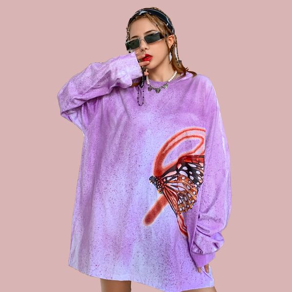 

2021 new hoodie goth harajuku vintage butterfly oversize soft kpop streetwear female winter hoodies qyxe, Black