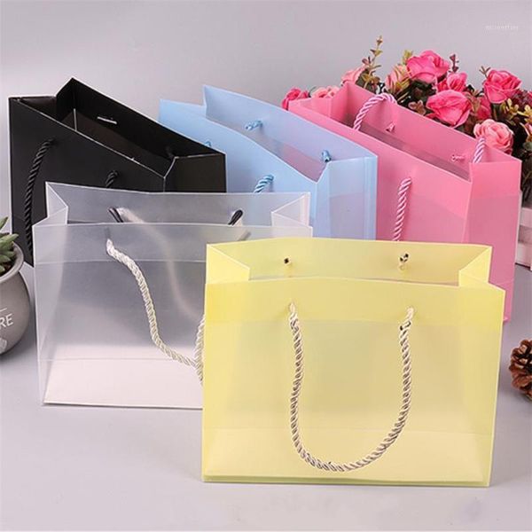 

gift wrap fashion frosted transparent pp bags plastic bag for wedding shopping clothes storage with handle 10pcs/lot1