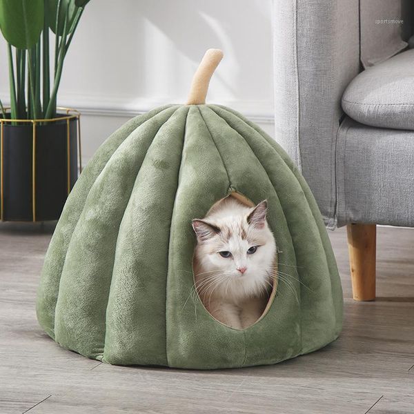 

cat beds & furniture pumpkin shape soft house dog for cats thick sleep bed small dogs pet warm mat winter kitten cave nest home1