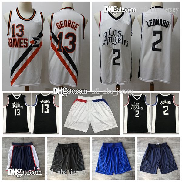 

2021 mens los angele swingman shorts jersey authentic stitched paul 13 george kawhi leonard 2 basketball jersey shorts with logo tags, Black;red