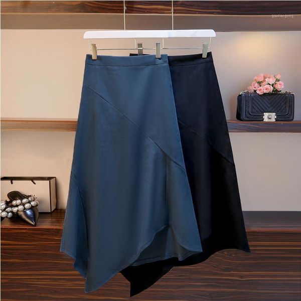 

coigarsam 4xl plus size women skirt new high waist skirts blue black 52361