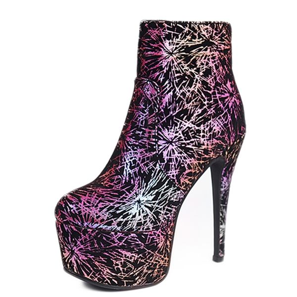 

2021 the new party style pinky toe ankle glitter zipper purple platform black gold super high stiletto riding boots women's shoes iakm